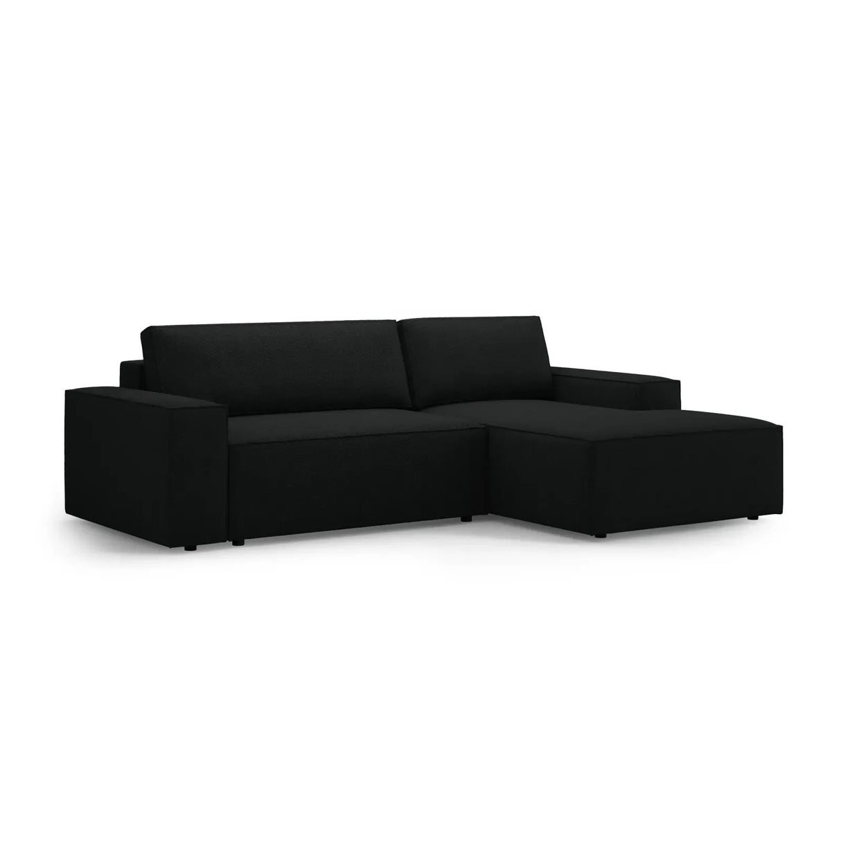 Jodie 3-Sitzer Ecksofa Rechts mit Schlaffunktion und Bettkasten mit Bezug aus Samt, Strukturstoff oder Boucle, 246x151 cm - ZEN ZONE Furniture