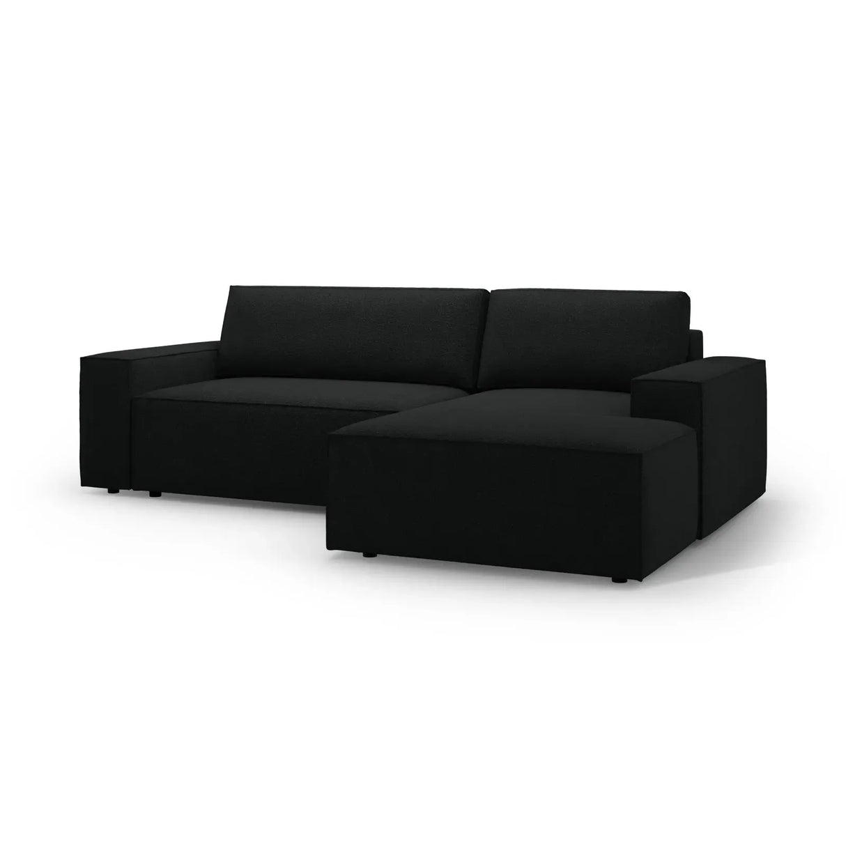 Jodie 3-Sitzer Ecksofa Rechts mit Schlaffunktion und Bettkasten mit Bezug aus Samt, Strukturstoff oder Boucle, 246x151 cm - ZEN ZONE Furniture