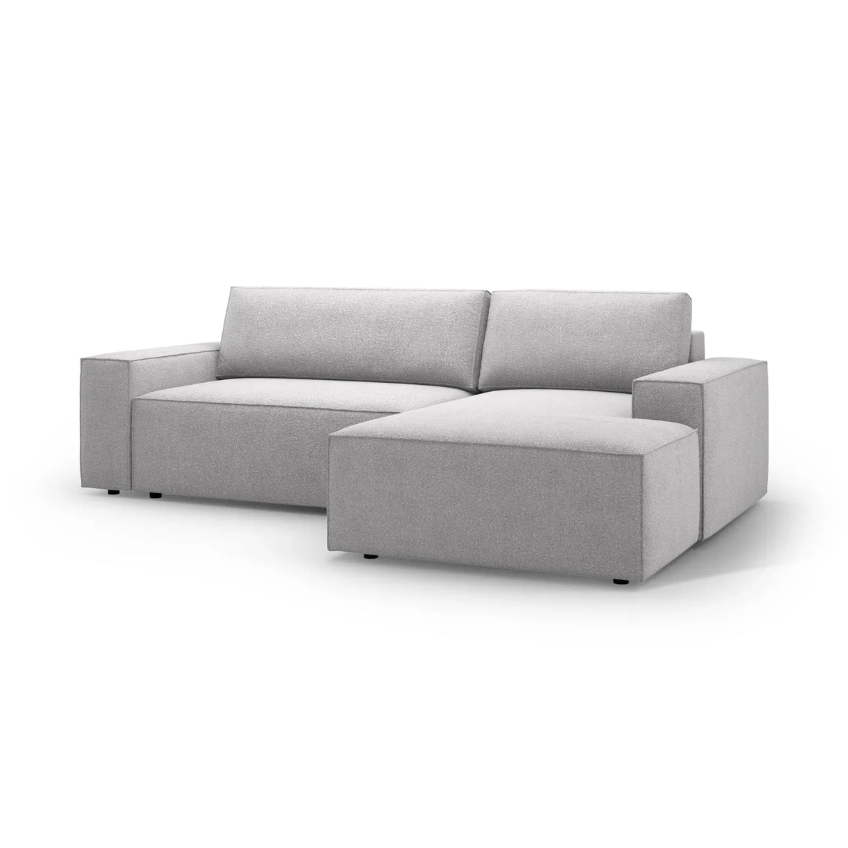 Jodie 3-Sitzer Ecksofa Rechts mit Schlaffunktion und Bettkasten mit Bezug aus Samt, Strukturstoff oder Boucle, 246x151 cm - ZEN ZONE Furniture