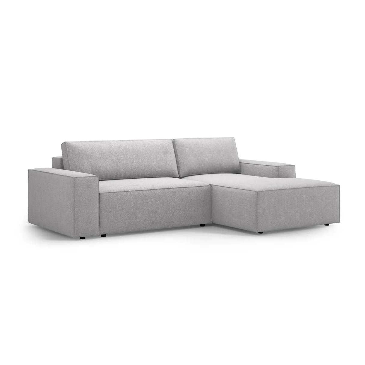 Jodie 3-Sitzer Ecksofa Rechts mit Schlaffunktion und Bettkasten mit Bezug aus Samt, Strukturstoff oder Boucle, 246x151 cm - ZEN ZONE Furniture