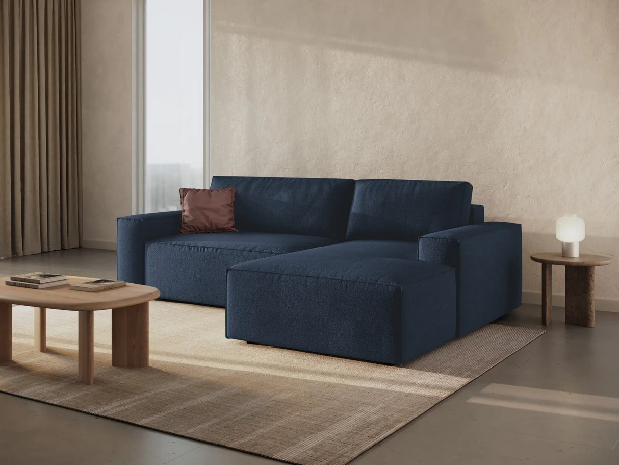 Jodie 3-Sitzer Ecksofa Rechts mit Schlaffunktion und Bettkasten mit Bezug aus Boucle (Bal2088) in Dunkelblau, 246x151 cm – Bild 7
