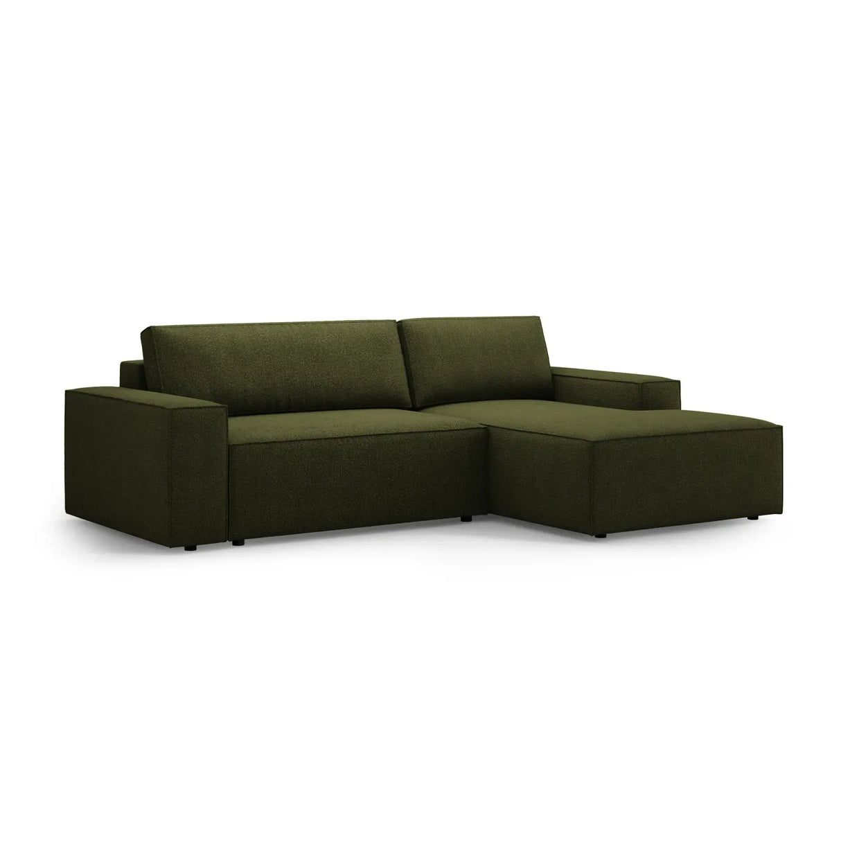 Jodie 3-Sitzer Ecksofa Rechts mit Schlaffunktion und Bettkasten mit Bezug aus Samt, Strukturstoff oder Boucle, 246x151 cm - ZEN ZONE Furniture