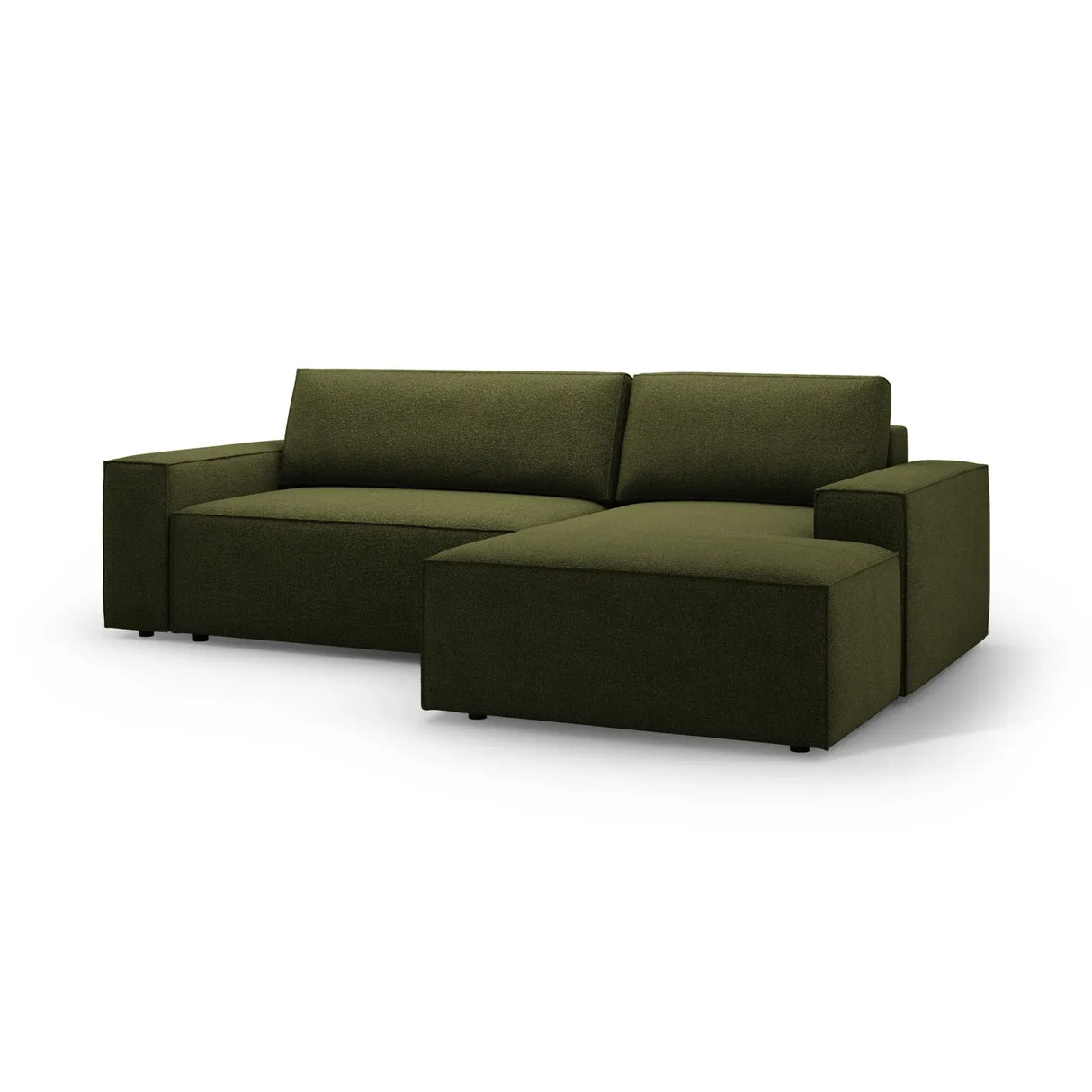 Jodie 3-Sitzer Ecksofa Rechts mit Schlaffunktion und Bettkasten mit Bezug aus Samt, Strukturstoff oder Boucle, 246x151 cm - ZEN ZONE Furniture