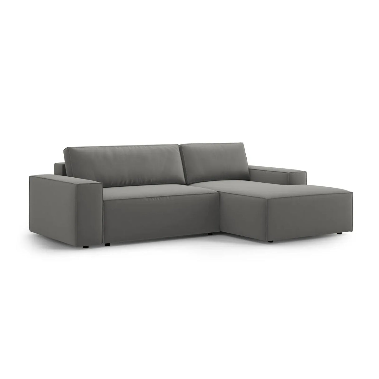 Jodie 3-Sitzer Ecksofa Rechts mit Schlaffunktion und Bettkasten mit Bezug aus Samt, Strukturstoff oder Boucle, 246x151 cm - ZEN ZONE Furniture