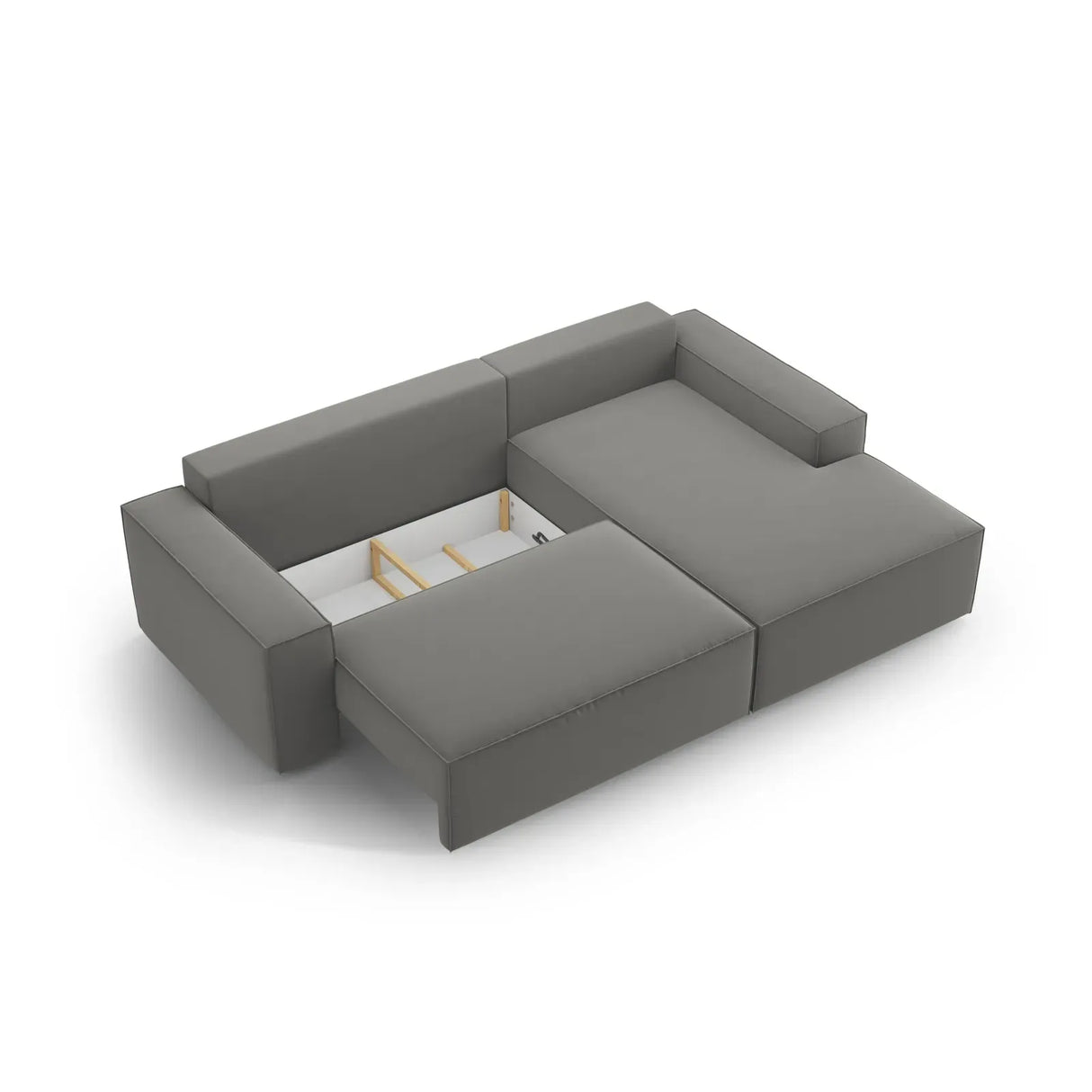 Jodie 3-Sitzer Ecksofa Rechts mit Schlaffunktion und Bettkasten mit Bezug aus Samt, Strukturstoff oder Boucle, 246x151 cm - ZEN ZONE Furniture