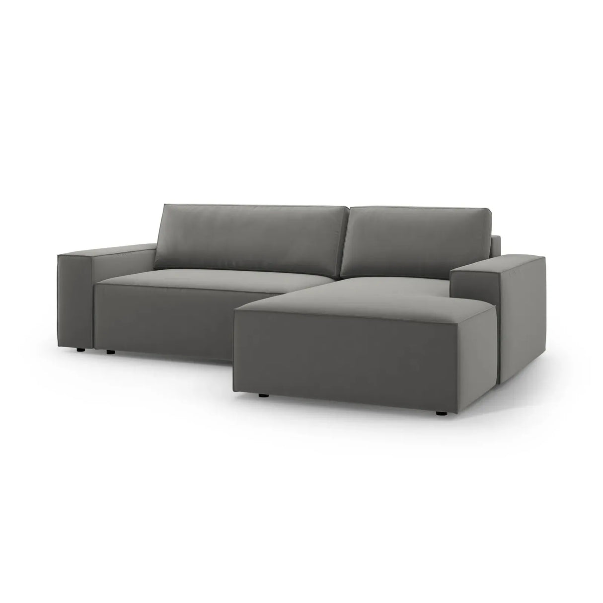 Jodie 3-Sitzer Ecksofa Rechts mit Schlaffunktion und Bettkasten mit Bezug aus Samt, Strukturstoff oder Boucle, 246x151 cm - ZEN ZONE Furniture