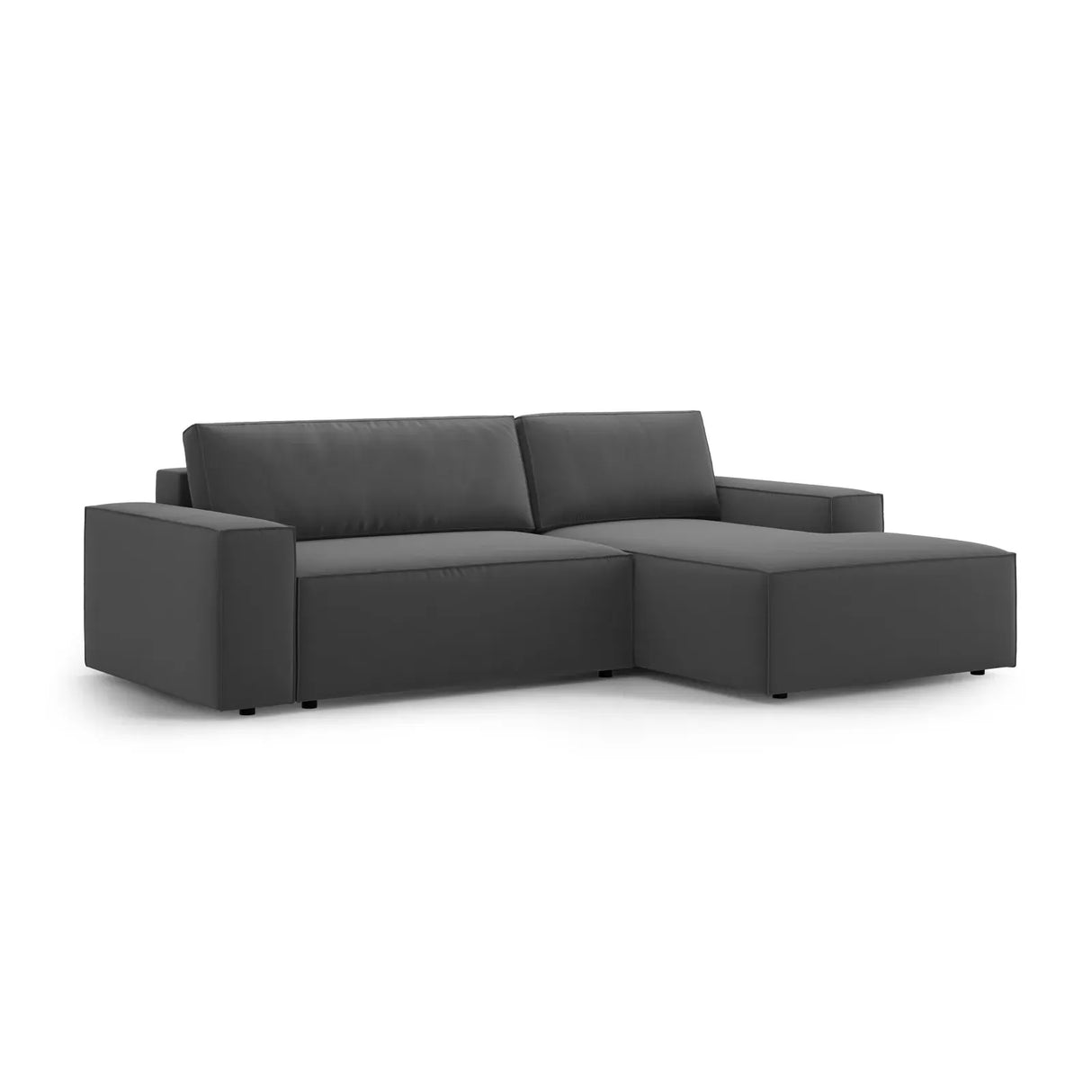 Jodie 3-Sitzer Ecksofa Rechts mit Schlaffunktion und Bettkasten mit Bezug aus Samt, Strukturstoff oder Boucle, 246x151 cm - ZEN ZONE Furniture