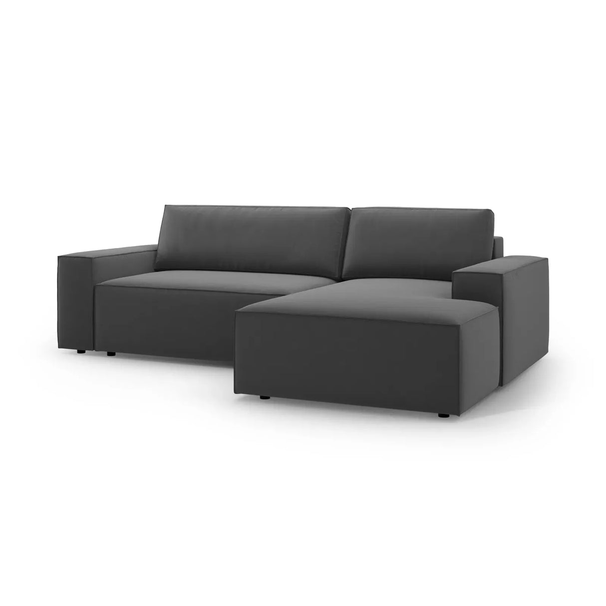 Jodie 3-Sitzer Ecksofa Rechts mit Schlaffunktion und Bettkasten mit Bezug aus Samt, Strukturstoff oder Boucle, 246x151 cm - ZEN ZONE Furniture