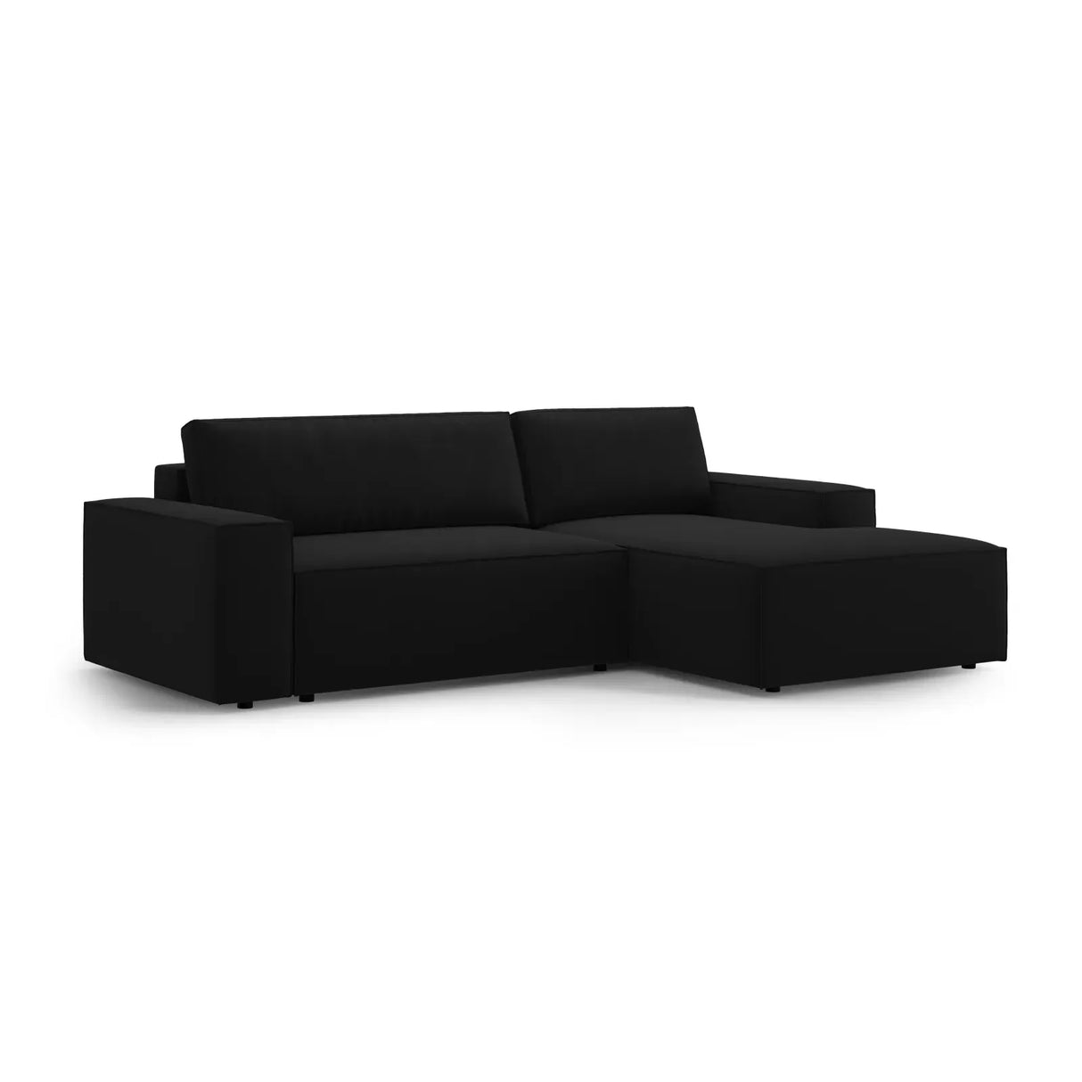 Jodie 3-Sitzer Ecksofa Rechts mit Schlaffunktion und Bettkasten mit Bezug aus Samt, Strukturstoff oder Boucle, 246x151 cm - ZEN ZONE Furniture