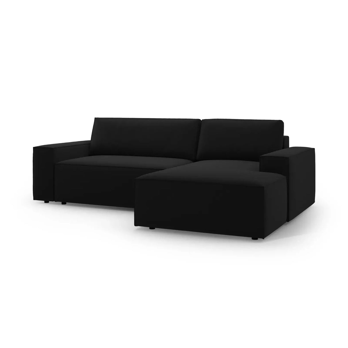 Jodie 3-Sitzer Ecksofa Rechts mit Schlaffunktion und Bettkasten mit Bezug aus Samt, Strukturstoff oder Boucle, 246x151 cm - ZEN ZONE Furniture