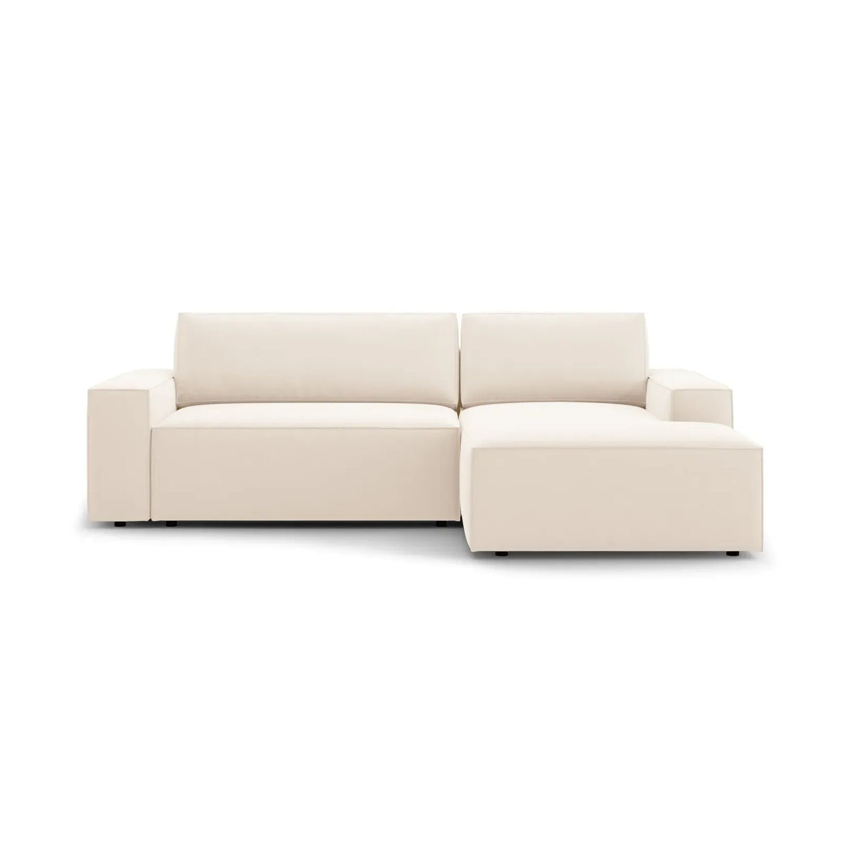 Jodie 3-Sitzer Ecksofa Rechts mit Schlaffunktion und Bettkasten mit Bezug aus Samt, Strukturstoff oder Boucle, 246x151 cm - ZEN ZONE Furniture