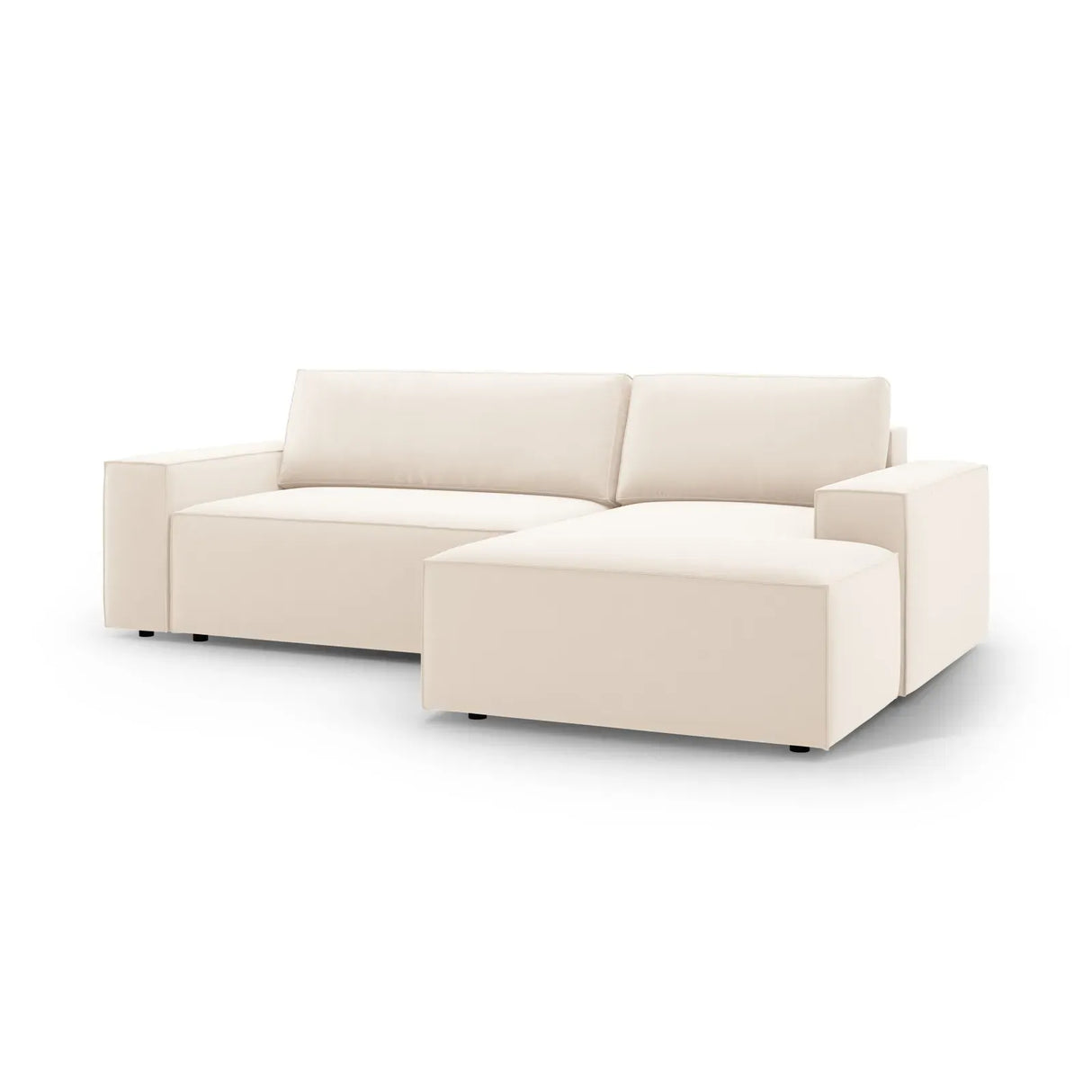 Jodie 3-Sitzer Ecksofa Rechts mit Schlaffunktion und Bettkasten mit Bezug aus Samt, Strukturstoff oder Boucle, 246x151 cm - ZEN ZONE Furniture
