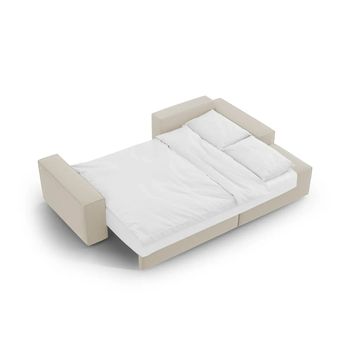 Jodie 3-Sitzer Ecksofa Rechts mit Schlaffunktion und Bettkasten mit Bezug aus Samt, Strukturstoff oder Boucle, 246x151 cm - ZEN ZONE Furniture