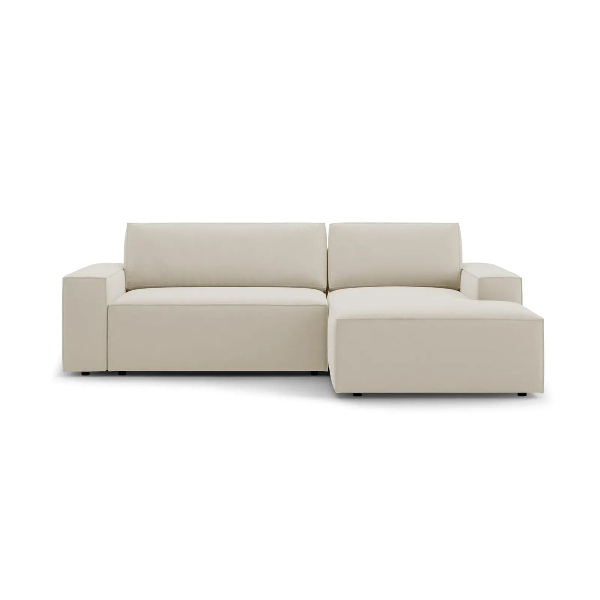 Jodie 3-Sitzer Ecksofa Rechts mit Schlaffunktion und Bettkasten mit Bezug aus Samt, Strukturstoff oder Boucle, 246x151 cm - ZEN ZONE Furniture