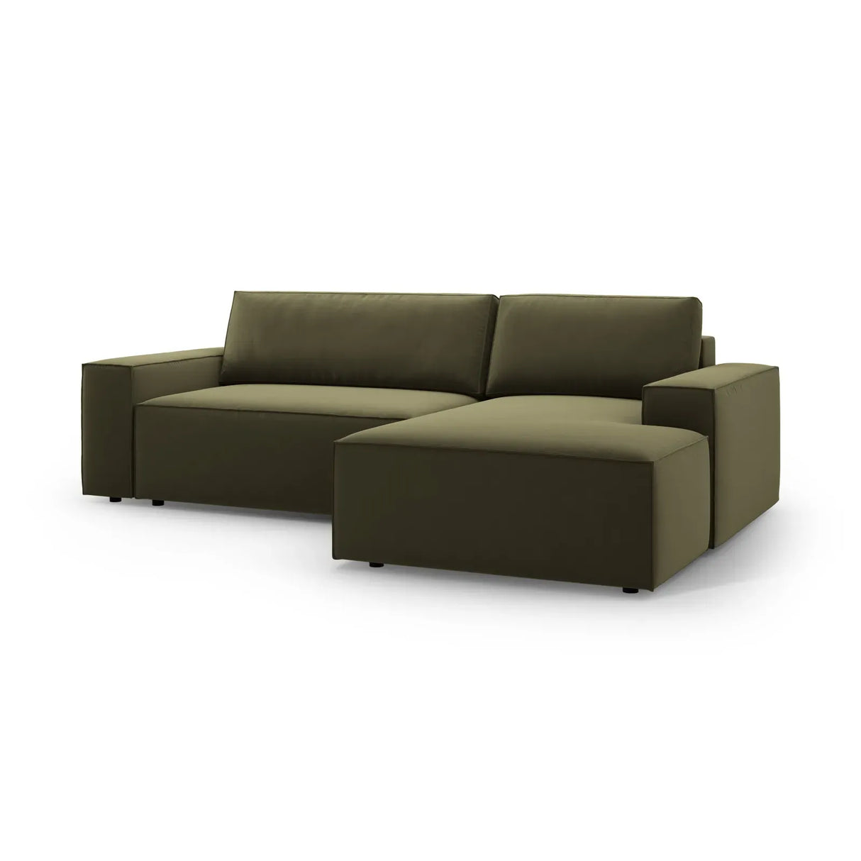 Jodie 3-Sitzer Ecksofa Rechts mit Schlaffunktion und Bettkasten mit Bezug aus Samt, Strukturstoff oder Boucle, 246x151 cm - ZEN ZONE Furniture