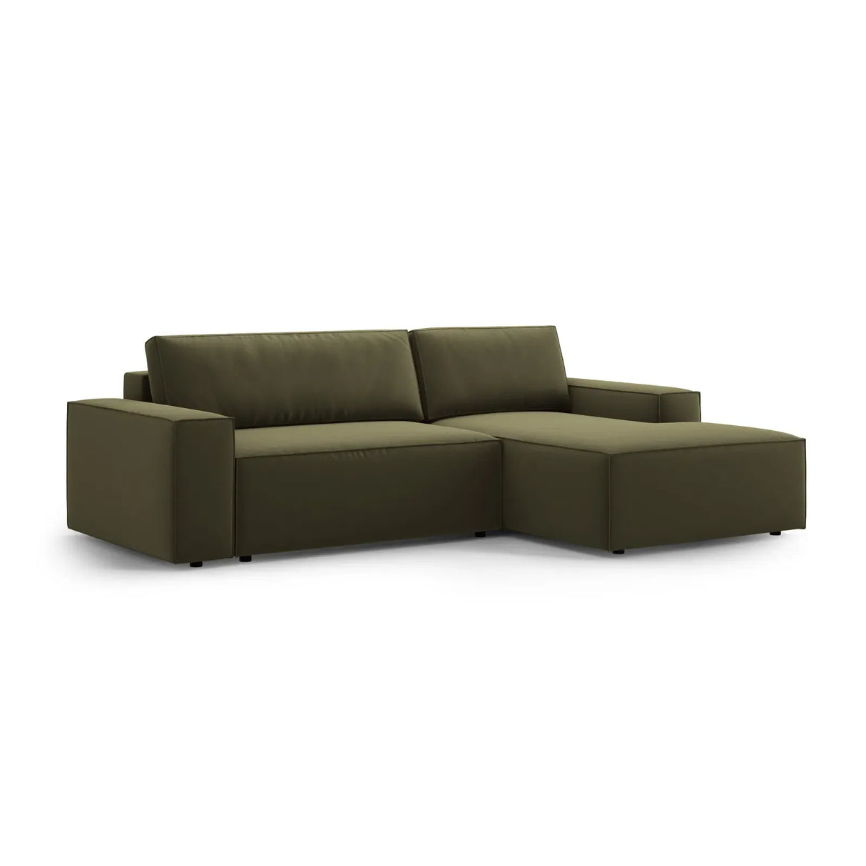 Jodie 3-Sitzer Ecksofa Rechts mit Schlaffunktion und Bettkasten mit Bezug aus Samt, Strukturstoff oder Boucle, 246x151 cm - ZEN ZONE Furniture