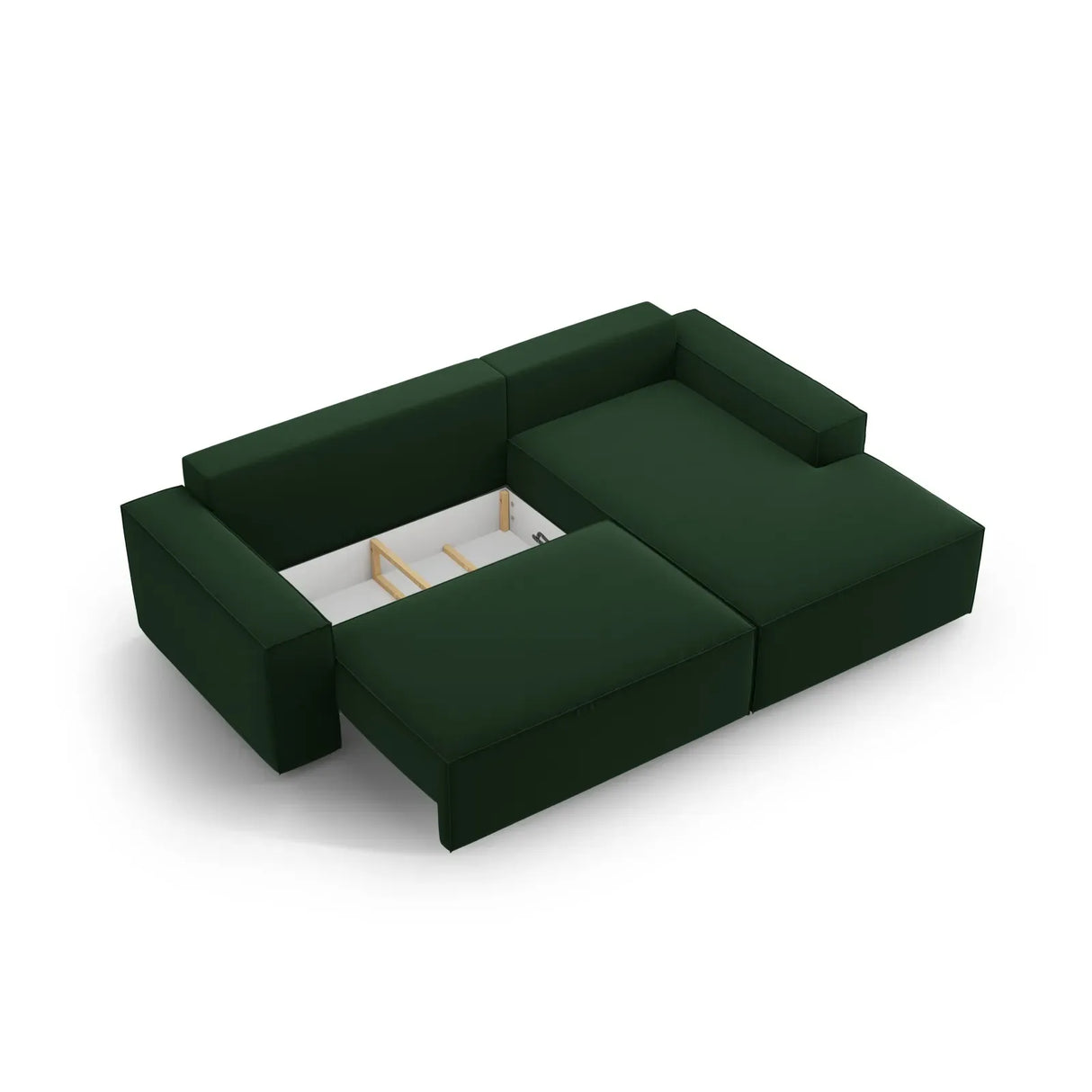 Jodie 3-Sitzer Ecksofa Rechts mit Schlaffunktion und Bettkasten mit Bezug aus Samt, Strukturstoff oder Boucle, 246x151 cm - ZEN ZONE Furniture