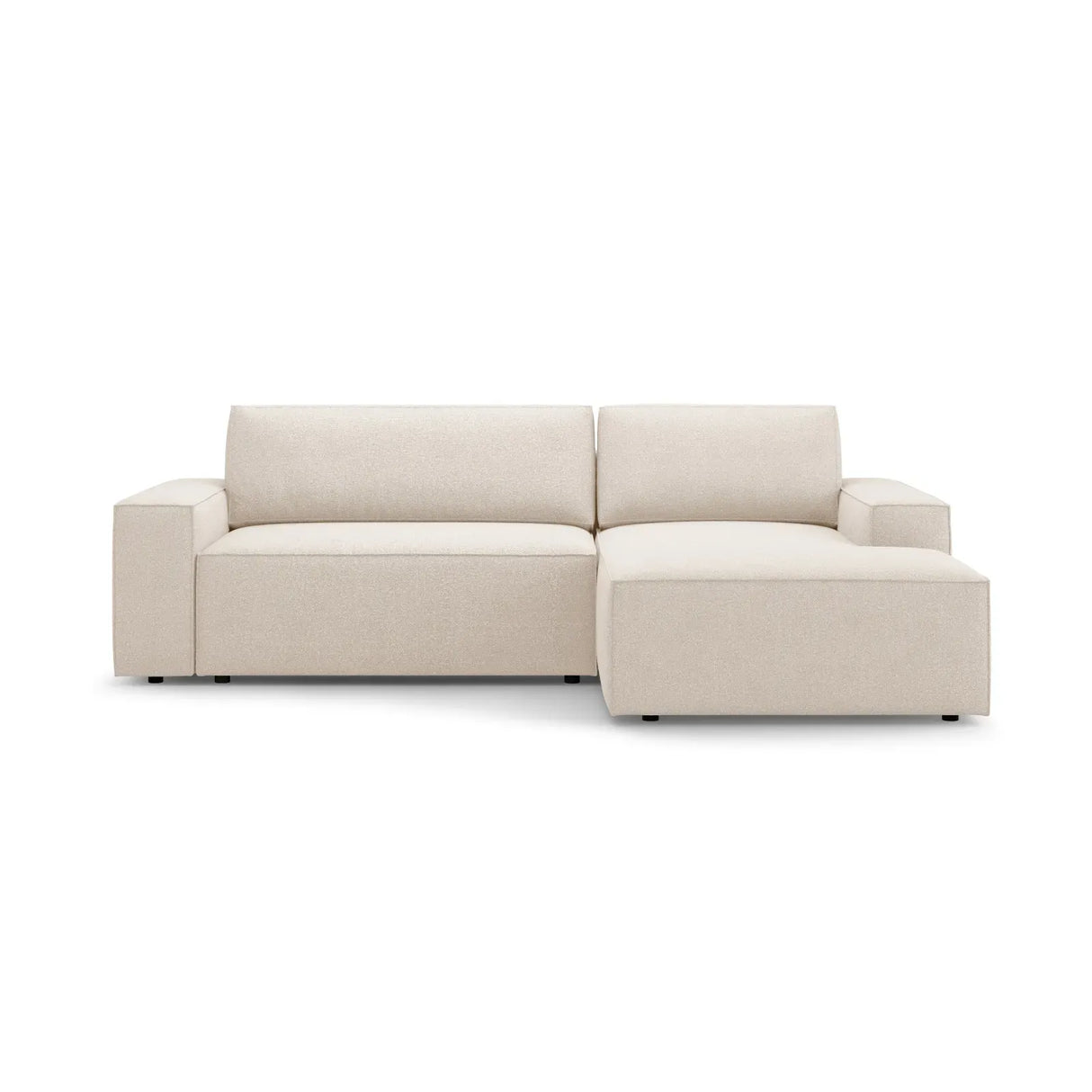 Jodie 3-Sitzer Ecksofa Rechts mit Schlaffunktion und Bettkasten mit Bezug aus Samt, Strukturstoff oder Boucle, 246x151 cm - ZEN ZONE Furniture