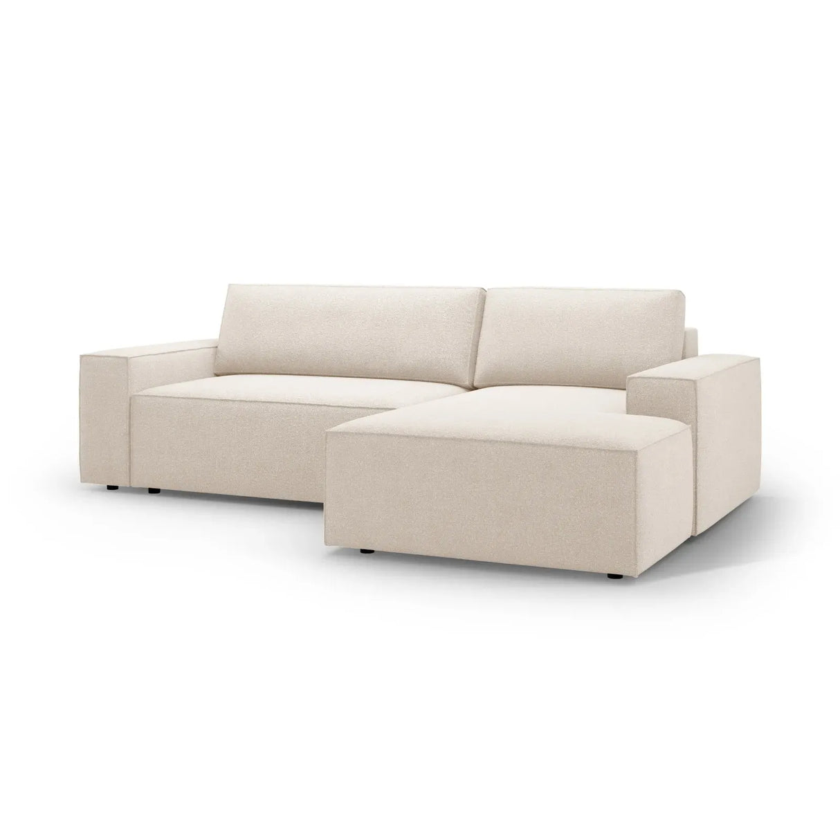 Jodie 3-Sitzer Ecksofa Rechts mit Schlaffunktion und Bettkasten mit Bezug aus Samt, Strukturstoff oder Boucle, 246x151 cm - ZEN ZONE Furniture