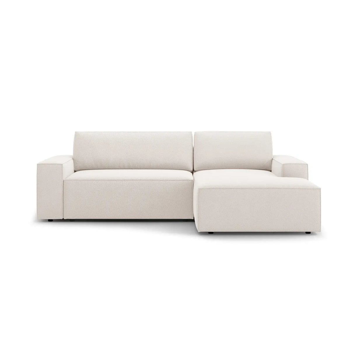 Jodie 3-Sitzer Ecksofa Rechts mit Schlaffunktion und Bettkasten mit Bezug aus Samt, Strukturstoff oder Boucle, 246x151 cm - ZEN ZONE Furniture