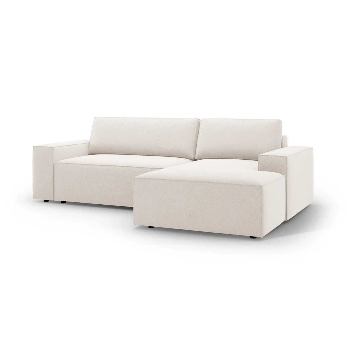 Jodie 3-Sitzer Ecksofa Rechts mit Schlaffunktion und Bettkasten mit Bezug aus Samt, Strukturstoff oder Boucle, 246x151 cm - ZEN ZONE Furniture