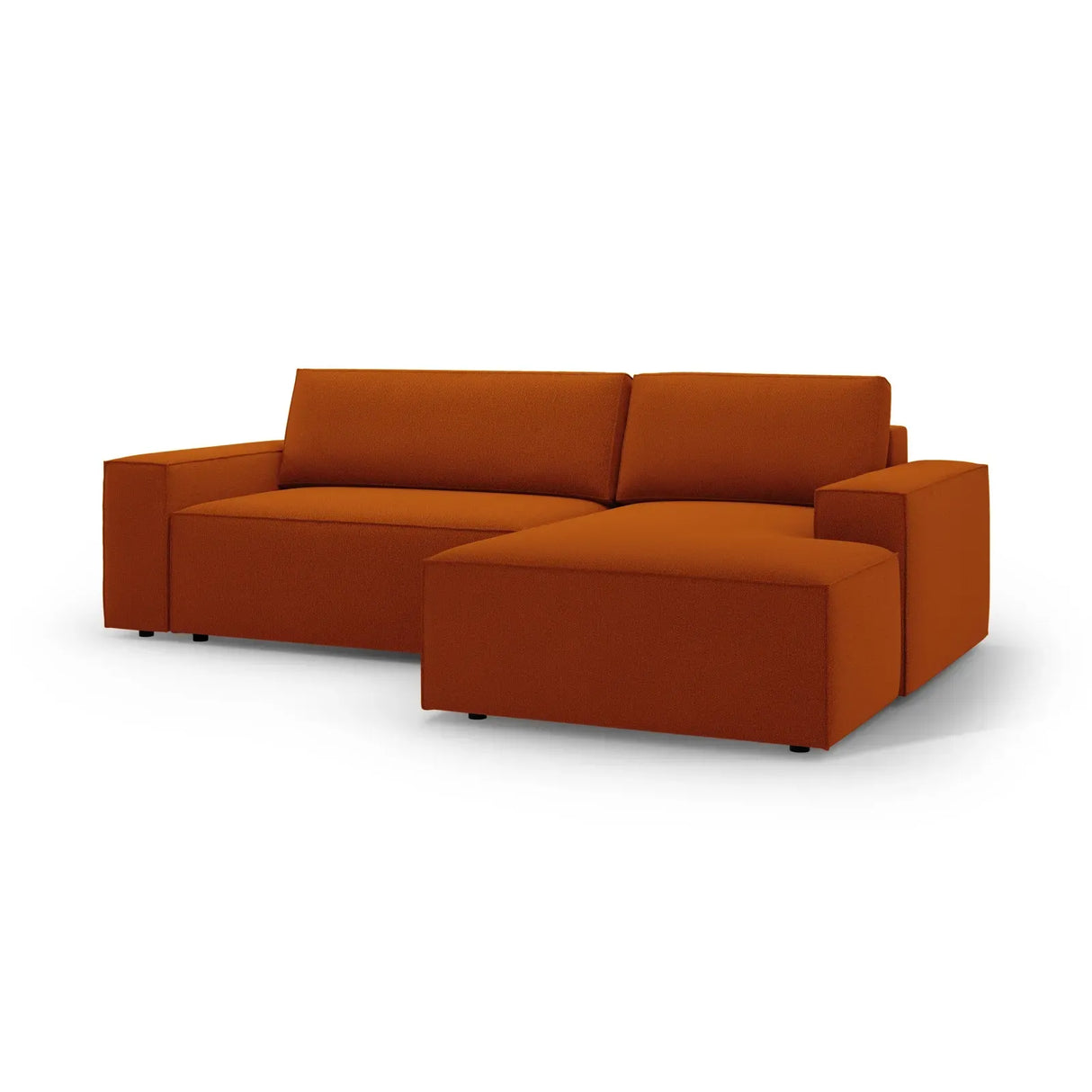 Jodie 3-Sitzer Ecksofa Rechts mit Schlaffunktion und Bettkasten mit Bezug aus Samt, Strukturstoff oder Boucle, 246x151 cm - ZEN ZONE Furniture