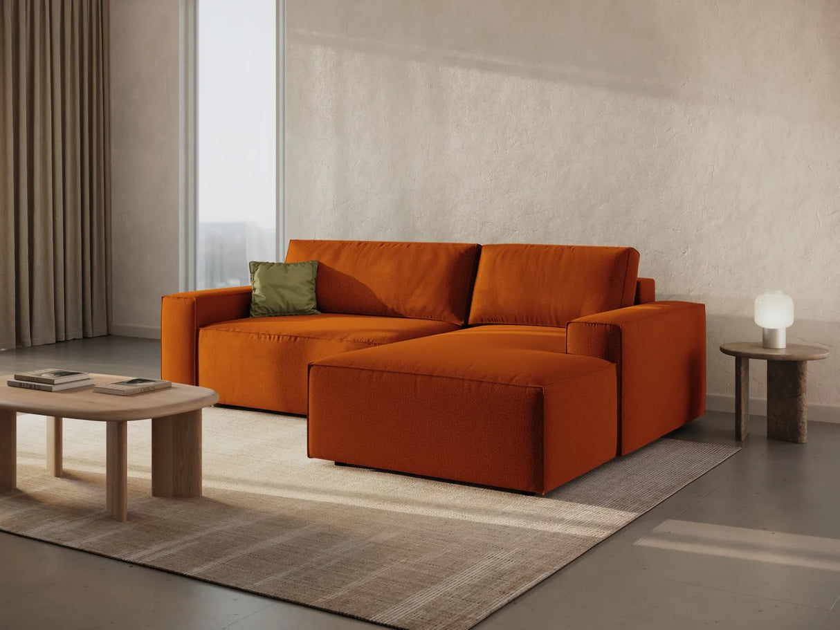 Jodie 3-Sitzer Ecksofa Rechts mit Schlaffunktion und Bettkasten mit Bezug aus Strukturierter Stoff (Meg357) in Terrakotta, 246x151 cm – Bild 9
