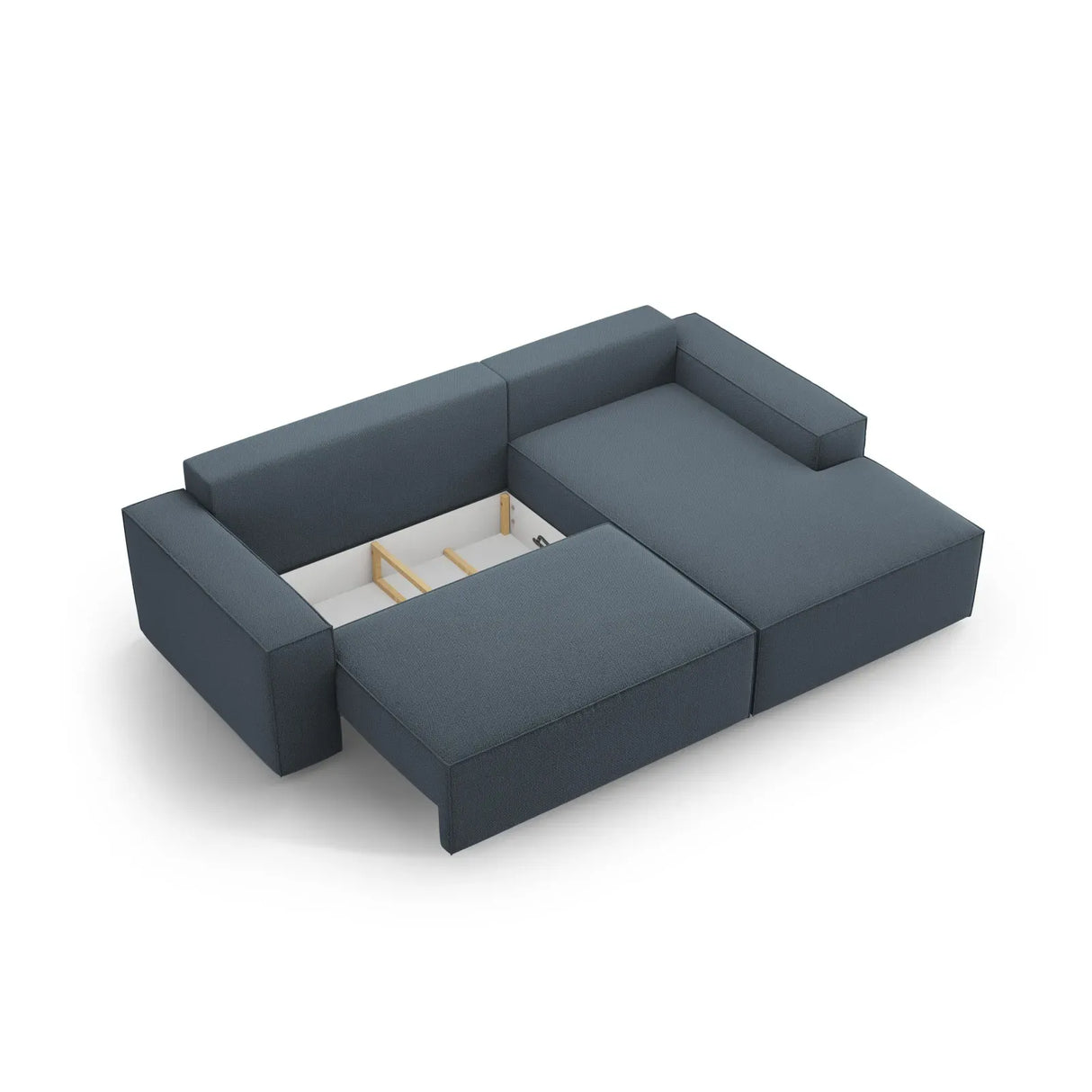 Jodie 3-Sitzer Ecksofa Rechts mit Schlaffunktion und Bettkasten mit Bezug aus Samt, Strukturstoff oder Boucle, 246x151 cm - ZEN ZONE Furniture