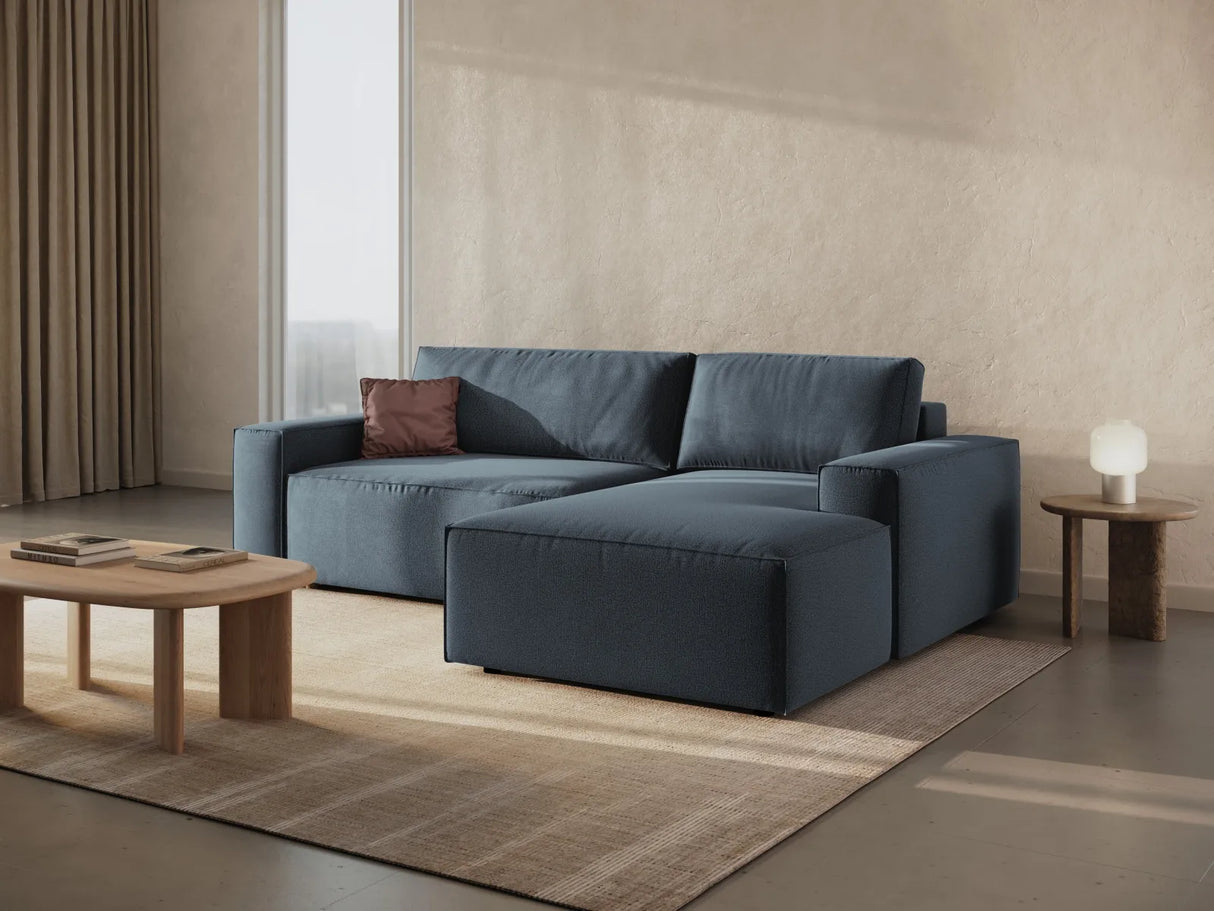 Jodie 3-Sitzer Ecksofa Rechts mit Schlaffunktion und Bettkasten mit Bezug aus Strukturierter Stoff (Meg361) in Blau, 246x151 cm – Bild 9
