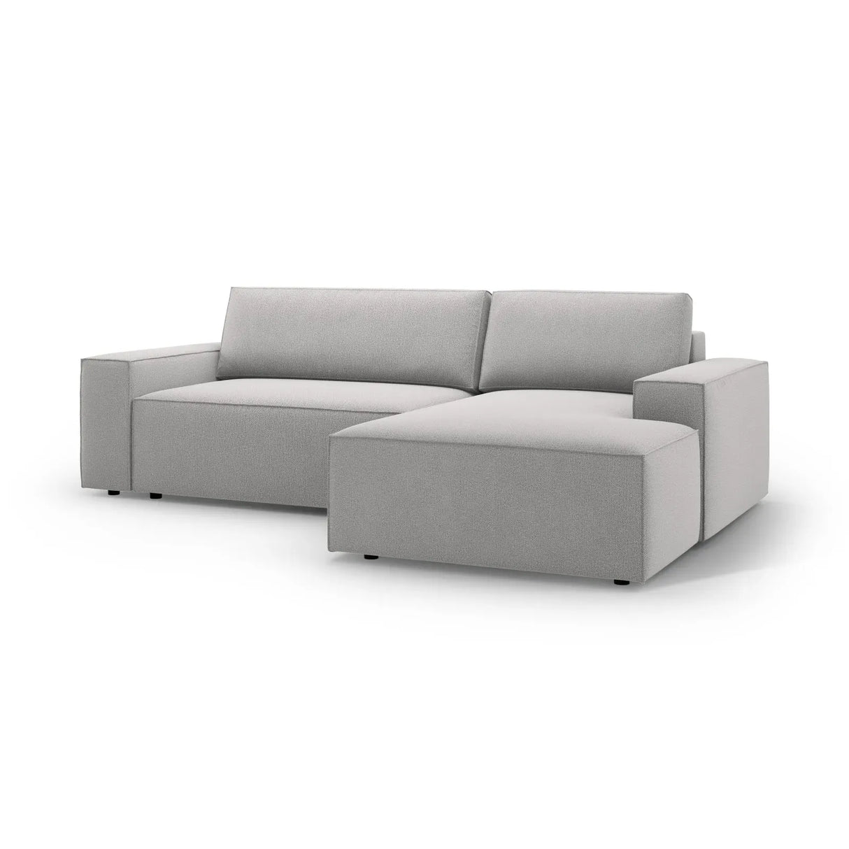 Jodie 3-Sitzer Ecksofa Rechts mit Schlaffunktion und Bettkasten mit Bezug aus Samt, Strukturstoff oder Boucle, 246x151 cm - ZEN ZONE Furniture