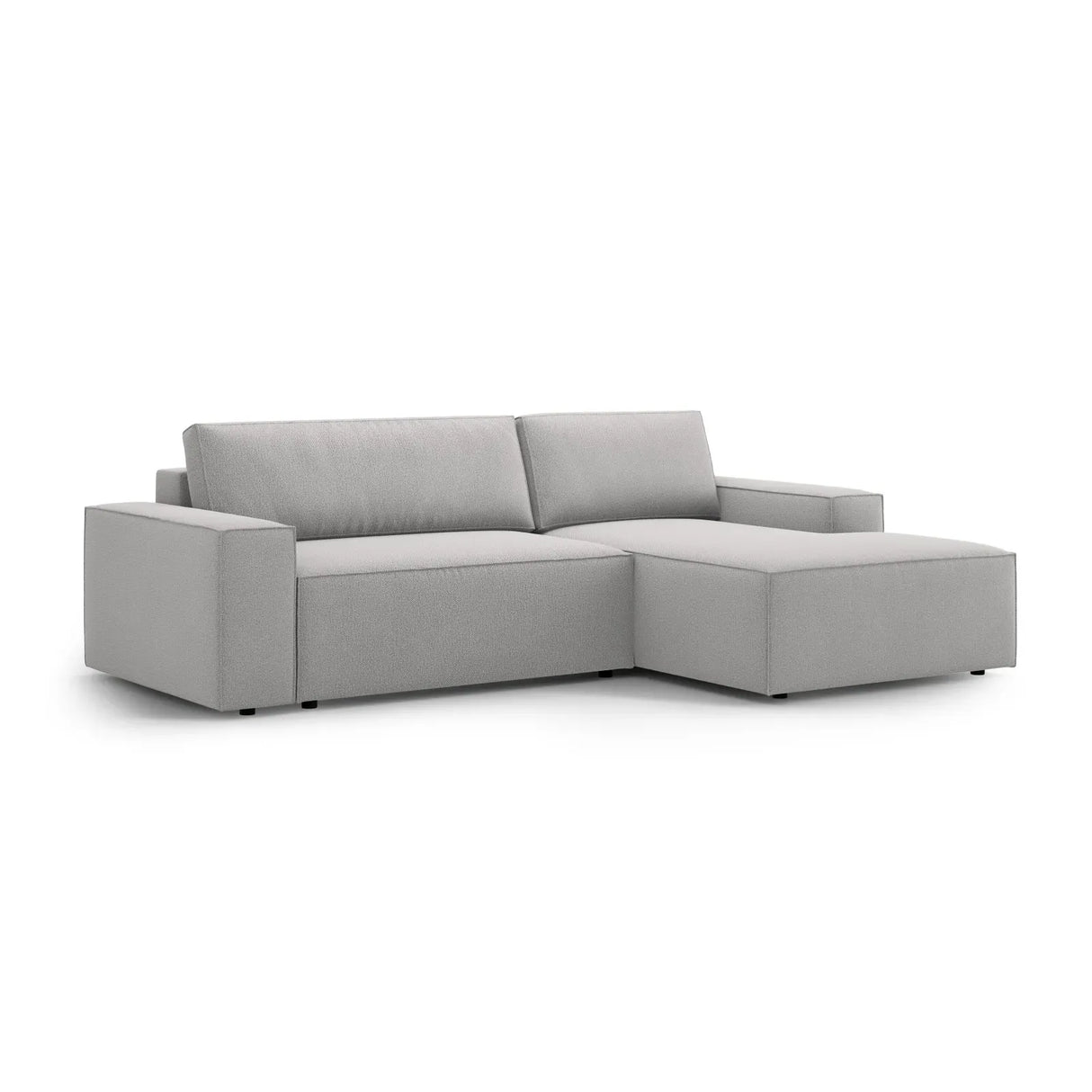 Jodie 3-Sitzer Ecksofa Rechts mit Schlaffunktion und Bettkasten mit Bezug aus Samt, Strukturstoff oder Boucle, 246x151 cm - ZEN ZONE Furniture