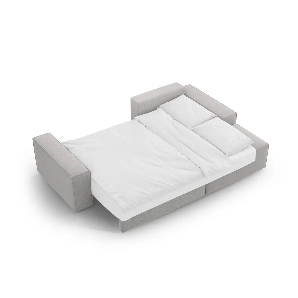 Jodie 3-Sitzer Ecksofa Rechts mit Schlaffunktion und Bettkasten mit Bezug aus Samt, Strukturstoff oder Boucle, 246x151 cm - ZEN ZONE Furniture