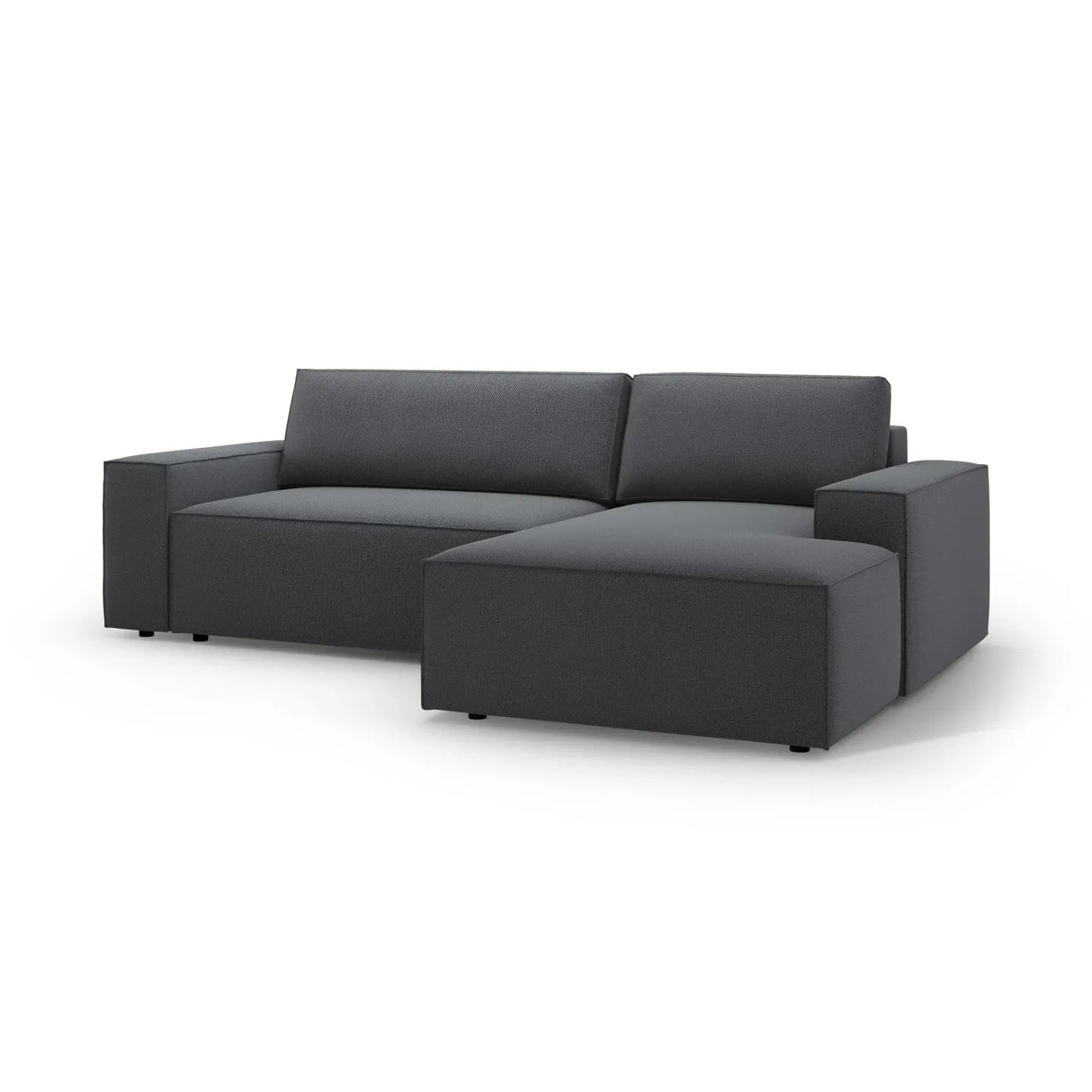 Jodie 3-Sitzer Ecksofa Rechts mit Schlaffunktion und Bettkasten mit Bezug aus Samt, Strukturstoff oder Boucle, 246x151 cm - ZEN ZONE Furniture