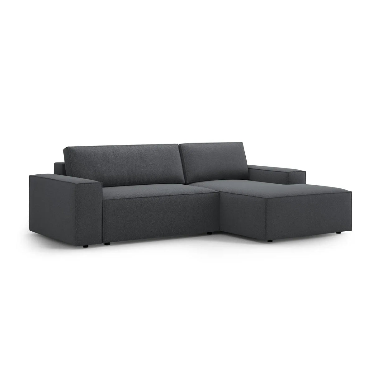 Jodie 3-Sitzer Ecksofa Rechts mit Schlaffunktion und Bettkasten mit Bezug aus Samt, Strukturstoff oder Boucle, 246x151 cm - ZEN ZONE Furniture