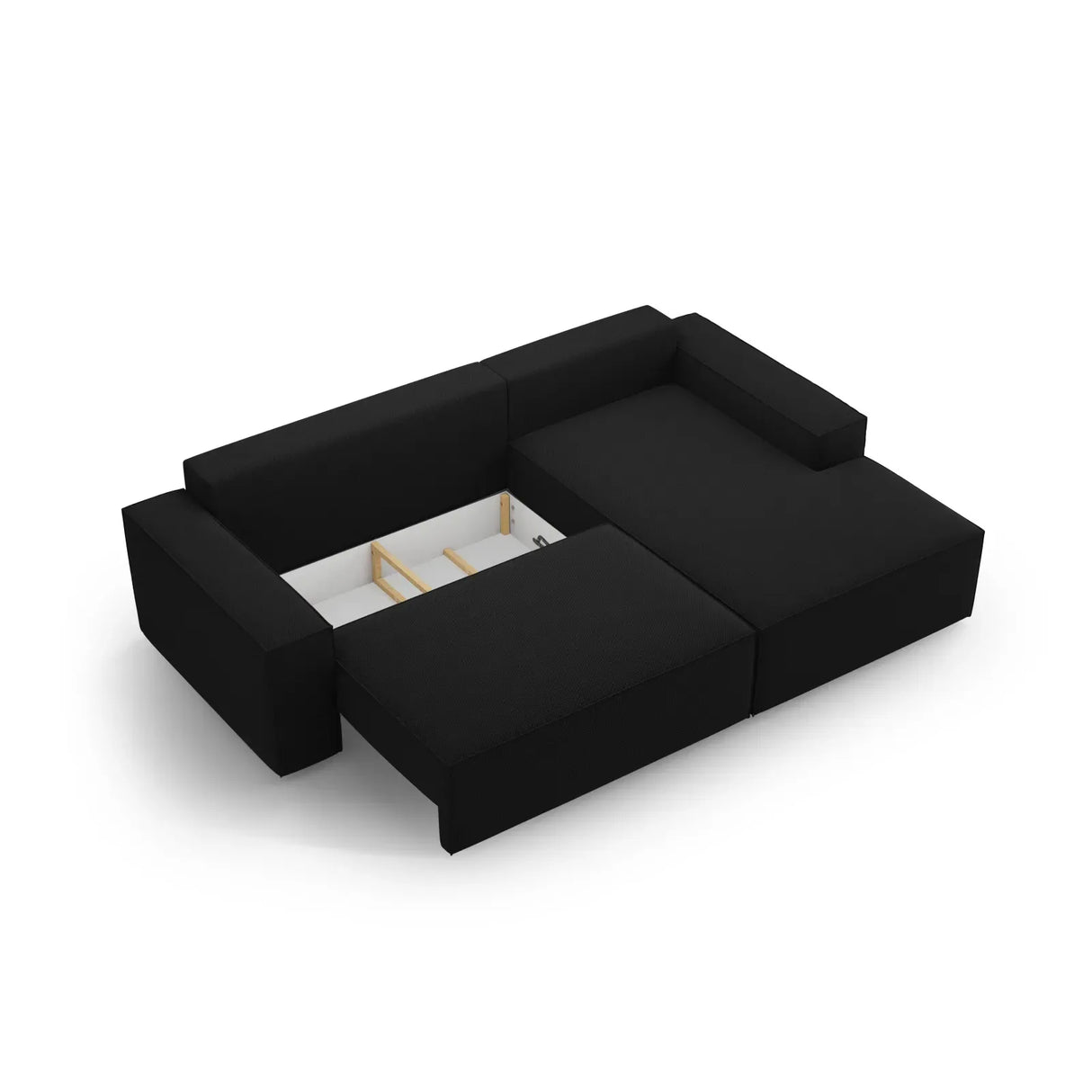 Jodie 3-Sitzer Ecksofa Rechts mit Schlaffunktion und Bettkasten mit Bezug aus Samt, Strukturstoff oder Boucle, 246x151 cm - ZEN ZONE Furniture