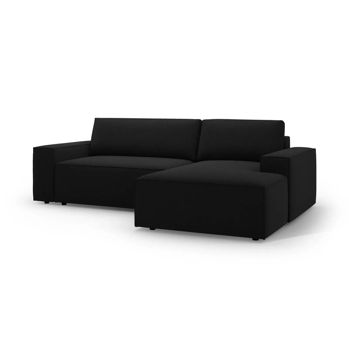 Jodie 3-Sitzer Ecksofa Rechts mit Schlaffunktion und Bettkasten mit Bezug aus Samt, Strukturstoff oder Boucle, 246x151 cm - ZEN ZONE Furniture