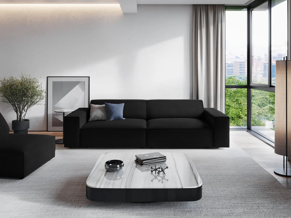 Jodie 3-Sitzer Sofa 204x102 cm aus Strukturierter Stoff (Meg368) in Schwarz – Bild 1