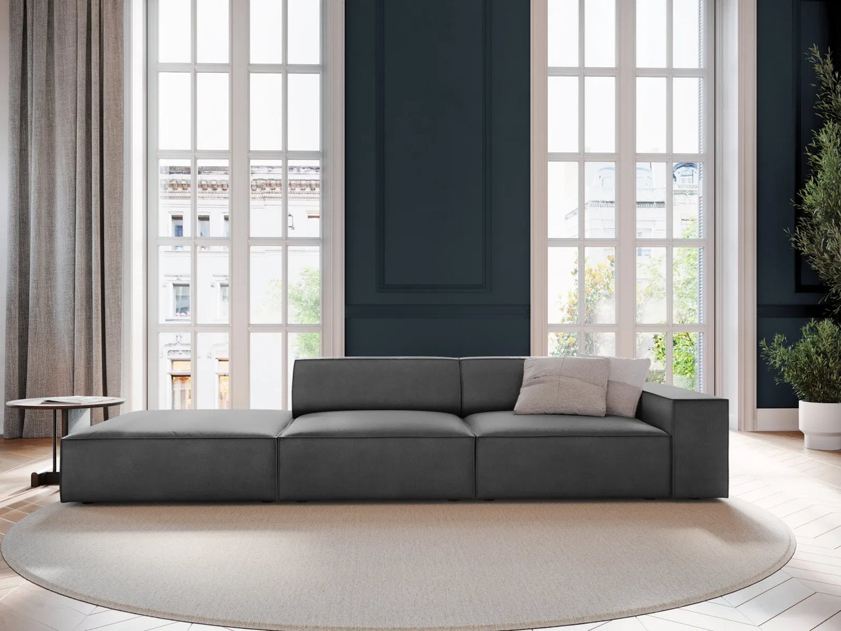 Jodie 3-Sitzer Sofa, Linke Seite offen, eckig, aus Samt (Blu14) in Grau, 262x102 cm – Bild 2
