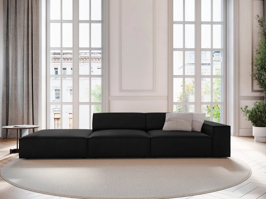 Jodie 3-Sitzer Sofa, Linke Seite offen, eckig, aus Samt (Blu19) in Schwarz, 262x102 cm – Bild 2