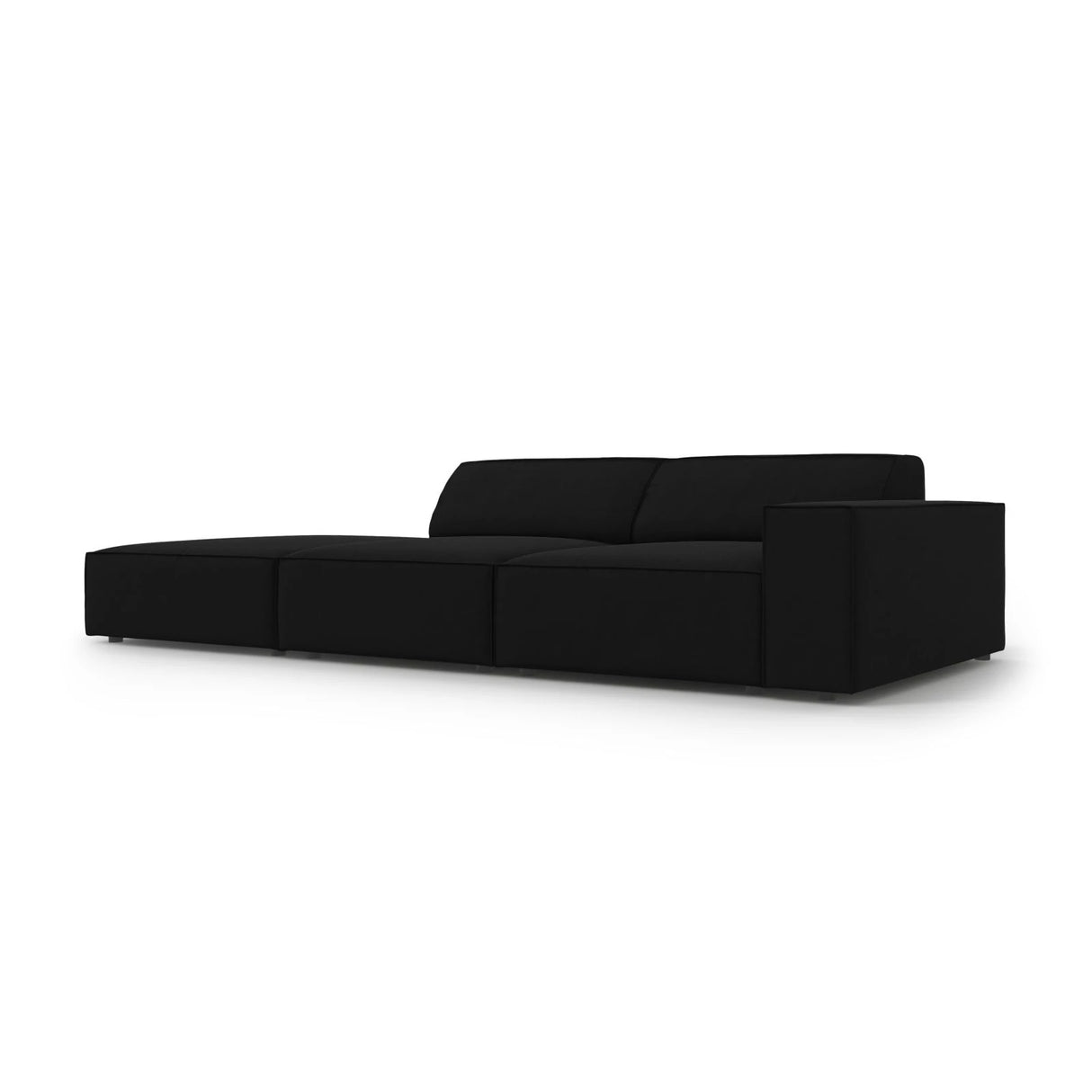 Jodie 3-Sitzer Sofa, Linke Seite offen, eckig, aus Samt (Blu19) in Schwarz, 262x102 cm – Bild 5