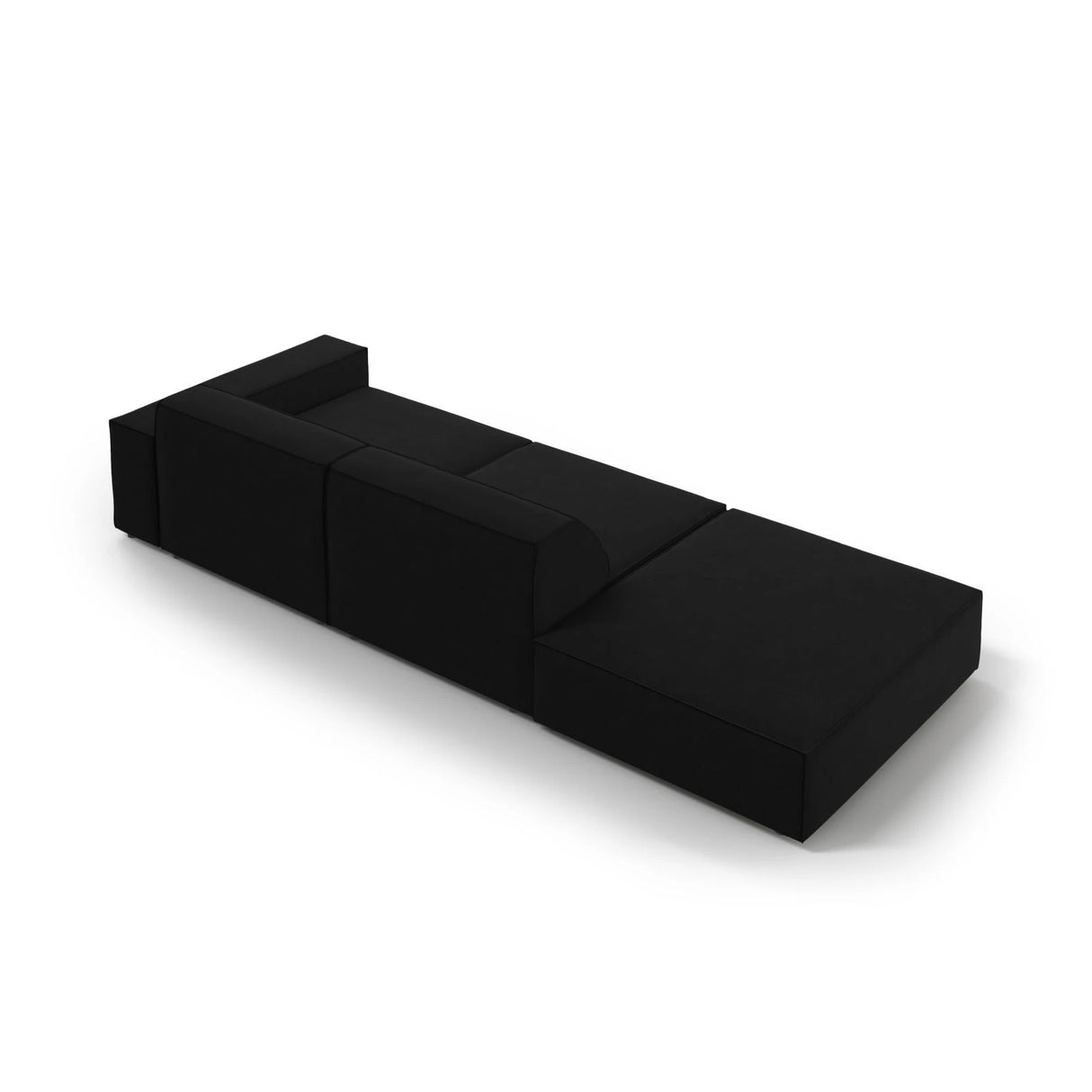 Jodie 3-Sitzer Sofa, Linke Seite offen, eckig, aus Samt (Blu19) in Schwarz, 262x102 cm – Bild 6