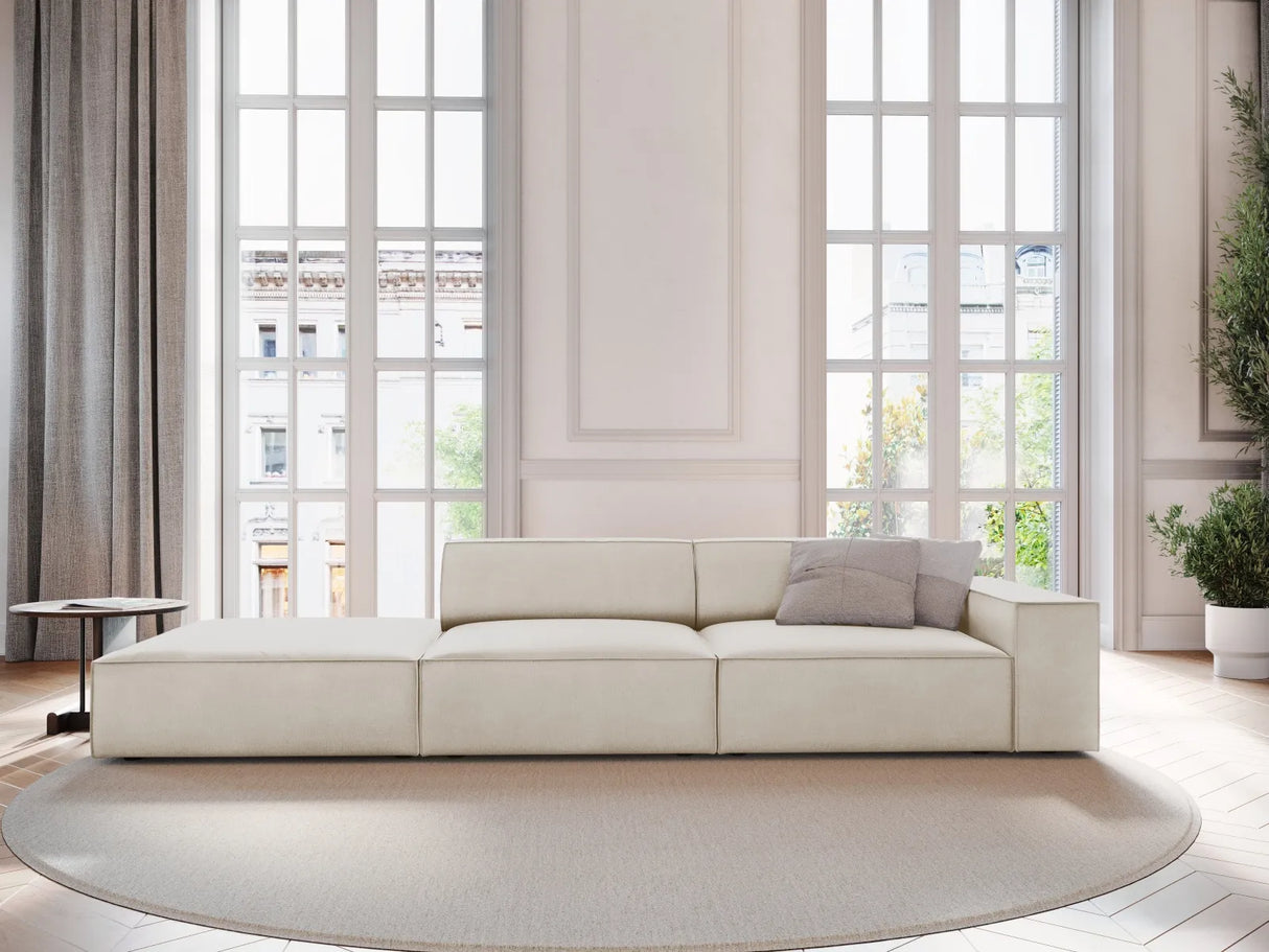 Jodie 3-Sitzer Sofa, Linke Seite offen, eckig, aus Samt (Blu30) in Dunkelbeige, 262x102 cm – Bild 2