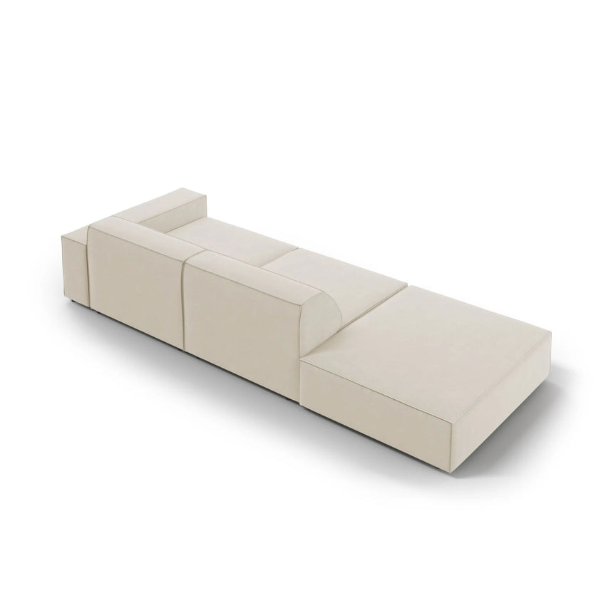 Jodie 3-Sitzer Sofa, Linke Seite offen, eckig, aus Samt (Blu30) in Dunkelbeige, 262x102 cm – Bild 6