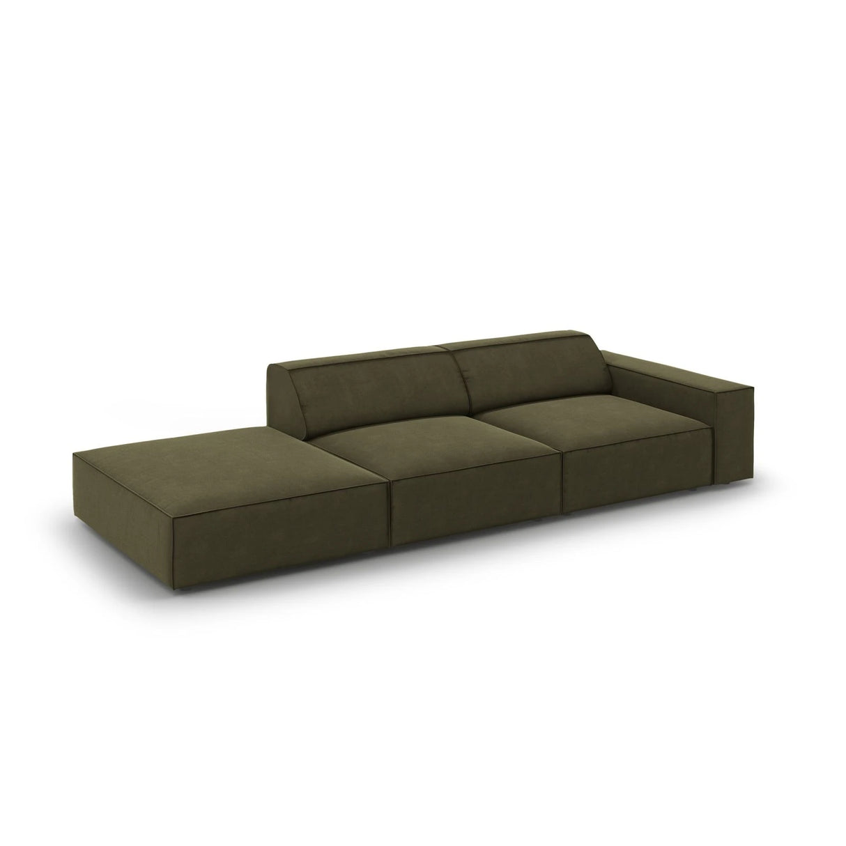 Jodie 3-Sitzer Sofa, Linke Seite offen, eckig, aus Samt (Blu77) in Grün, 262x102 cm – Bild 4
