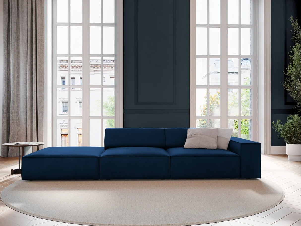 Jodie 3-Sitzer Sofa, Linke Seite offen, eckig, aus Samt (Blu86) in Königsblau, 262x102 cm – Bild 2