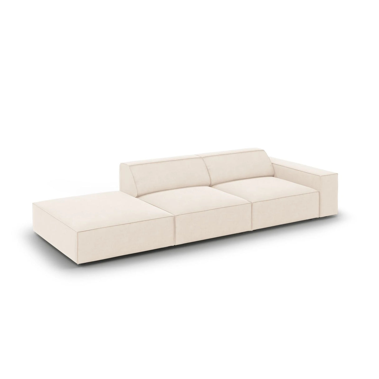 Jodie 3-Sitzer Sofa, Linke Seite offen, eckig, aus Samt oder Strukturstoff, 262x102 cm – Bild 4