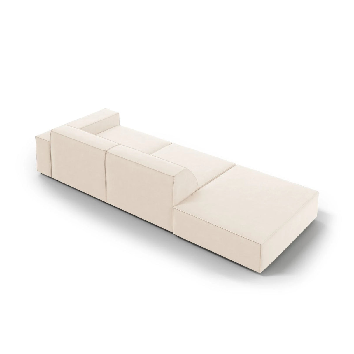 Jodie 3-Sitzer Sofa, Linke Seite offen, eckig, aus Samt oder Strukturstoff, 262x102 cm – Bild 6