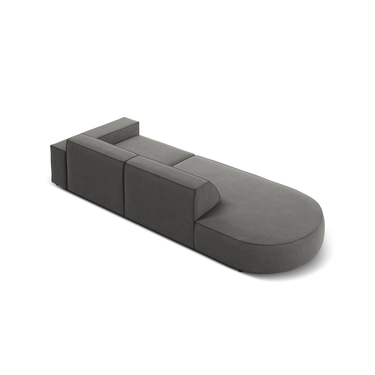 Jodie 3-Sitzer Sofa, Linke Seite offen, rund, aus Samt (Blu13) in Hellgrau, 262x102 cm – Bild 6