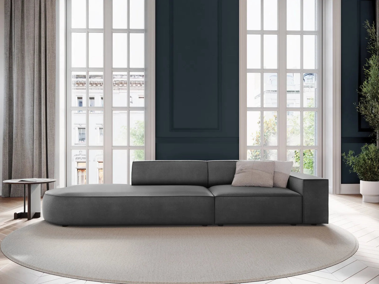 Jodie 3-Sitzer Sofa, Linke Seite offen, rund, aus Samt (Blu14) in Grau, 262x102 cm – Bild 2