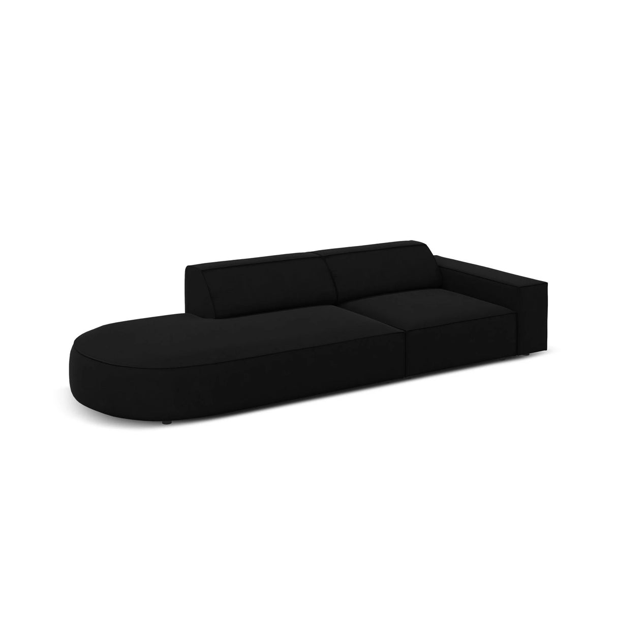 Jodie 3-Sitzer Sofa, Linke Seite offen, rund, aus Samt (Blu19) in Schwarz, 262x102 cm – Bild 5